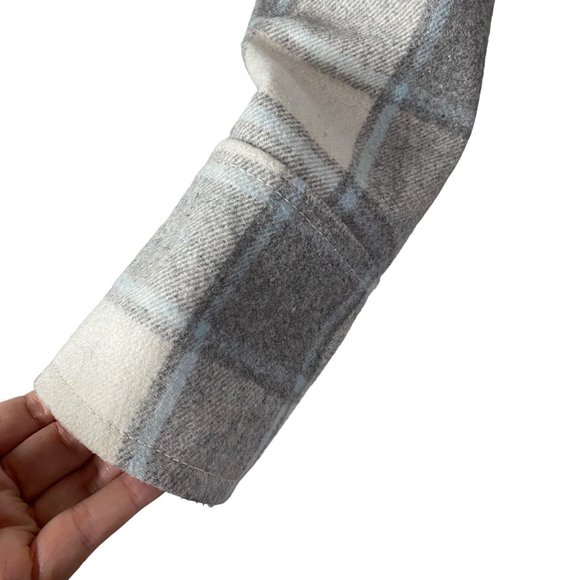 Old Navy Women Plaid Gray White Light blue Silky liner Coat Jacket Sz Small - Picture 5 of 13